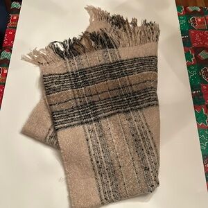 Loft Acrylic windowpane fringe scarf